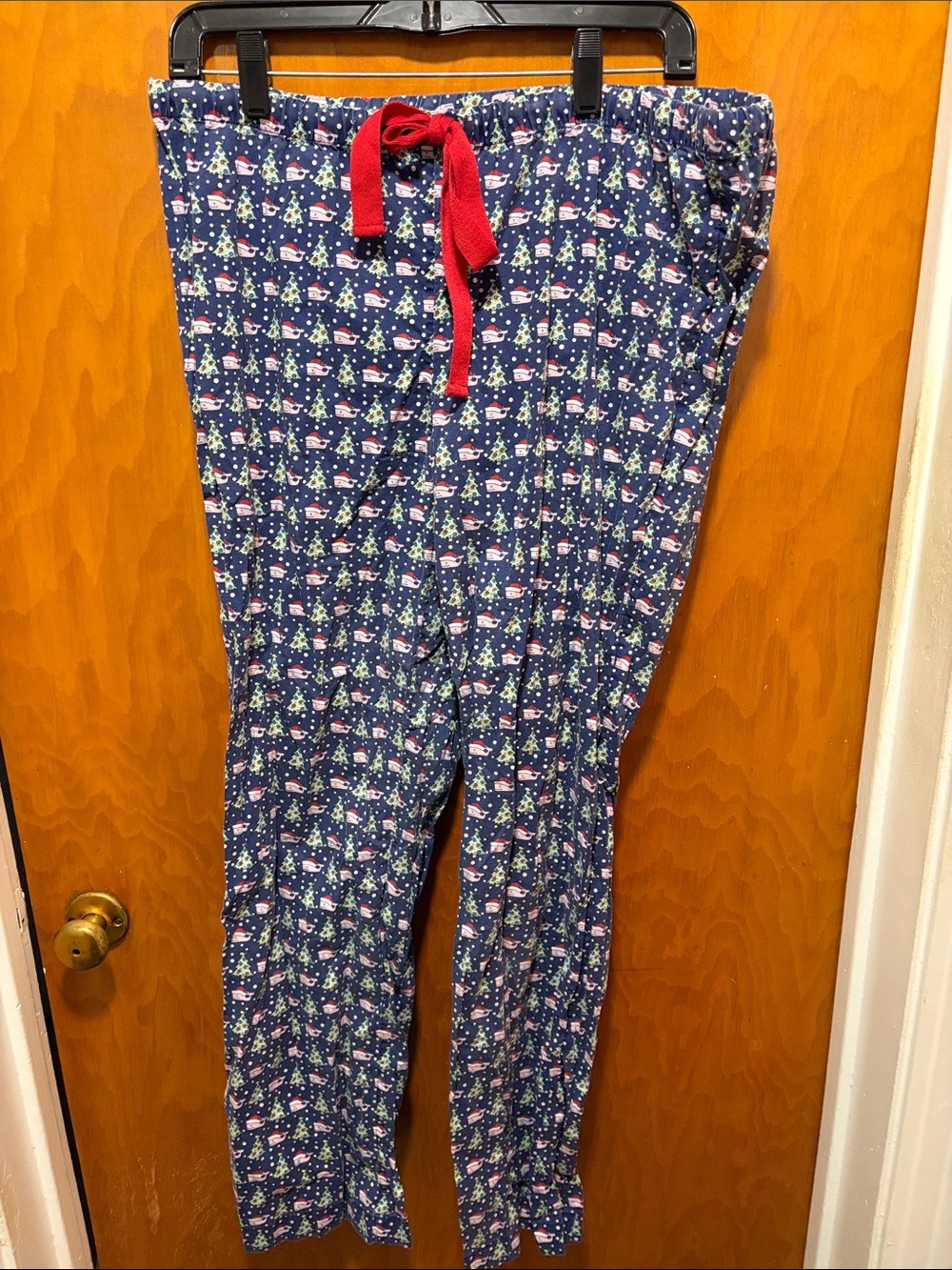 Vineyard Vines Navy Holiday Print Pajama Pants with Red & Green Accents